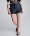 Kenneth Cole Faux Leather Fly Front Short In Blue