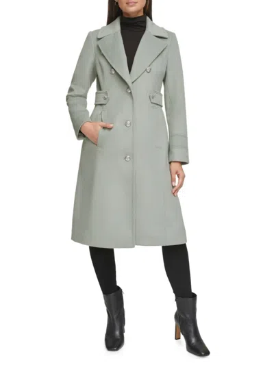 Kenneth Cole Women's Military Wool Blend Overcoat In Sage