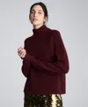 Kenneth Cole Mockneck Raglan Sleeve Sweater In Burgundy