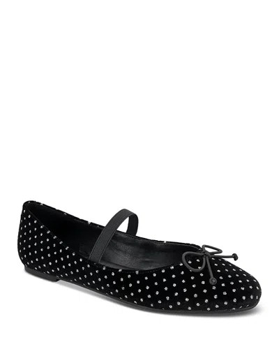 Kenneth Cole Women's Myra Slip On Bow Flats In Black/silver Velvet