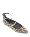 Kenneth Cole Nolita Ankle Strap Mary Jane Flat In Leopard Suede