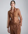 Kenneth Cole Transparent Notch Jacket With Flap Pockets In Brown