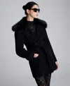 Kenneth Cole Women's Notched Collar Belted Jacket In Black