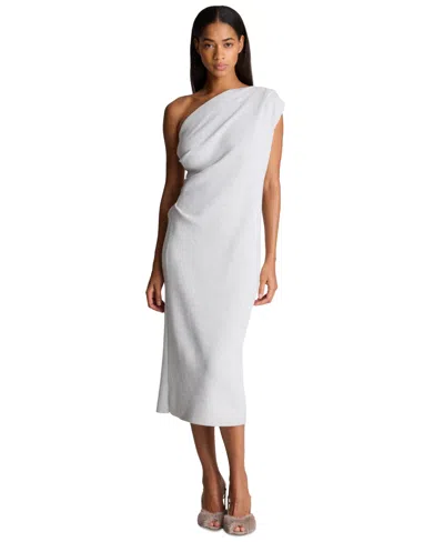 Kenneth Cole Women's One-shoulder Sleeveless Midi Sweater Dress In White
