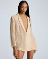 Kenneth Cole Organza One Button Boyfriend Jacket In Beige Bronze