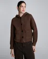 Kenneth Cole Women's Oversized Cropped Hoodie Bomber Jacket In Brown