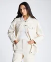 Kenneth Cole Oversized Denim Trucker Jacket In Ecru Wash