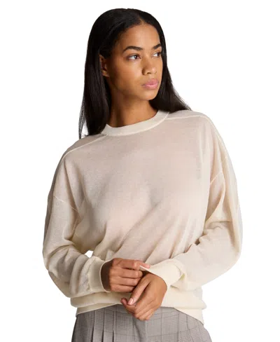 Kenneth Cole Women's Oversized-sheer Crewneck Sweatshirt In Gold