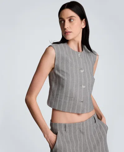 Kenneth Cole Boxy Vest With Four Buttons In Gold