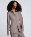 Kenneth Cole Pinstripe Fitted Blouse With Straight Sleeves In Gray