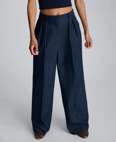 Kenneth Cole Women's Pinstripe High Rise Ankle Pants In Blue