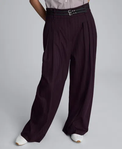 KENNETH COLE WOMEN'S PINSTRIPE HIGH RISE WIDE LEG PANTS
