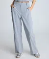 Kenneth Cole Fly Front High Rise Slash Pocket Wide Leg Pants Pant In Grey Dusk,pure White