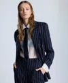 Kenneth Cole Women's Pinstriped Double-breasted Jacket In Dark Navy,pure White