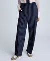Kenneth Cole High Waist Stripe Wide Leg Pants In Blue