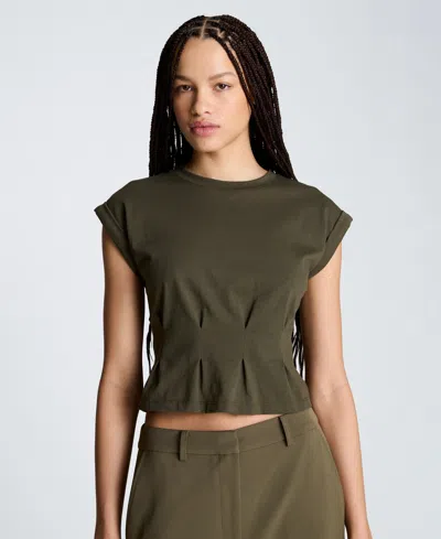 Kenneth Cole Women's Pleated Cotton T-shirt In Green
