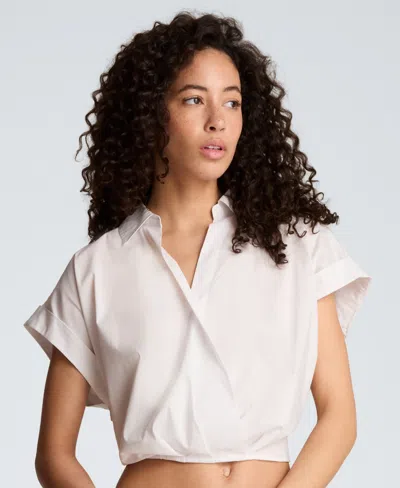 Kenneth Cole Women's Pleated Cross-over Front Shirt In White