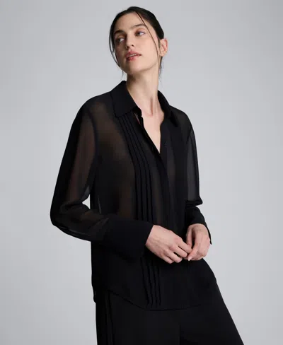 KENNETH COLE WOMEN'S PLEATED LONG SLEEVE TOP