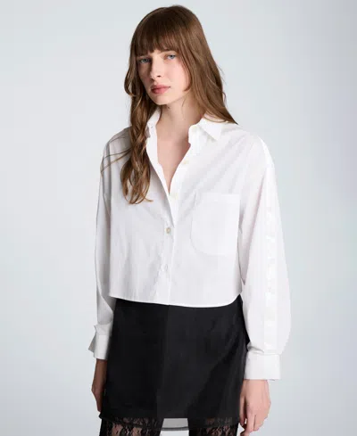 Kenneth Cole Women's Poplin Button-front Top In White