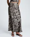 Kenneth Cole Bias Cut Printed Maxi Skirt In Gray