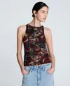Kenneth Cole Printed Mesh Side Tied Tank Top In Multi