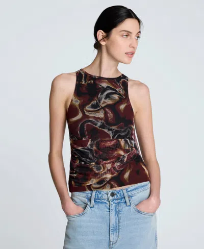 Kenneth Cole Women's Printed Gathered Draped Sleeveless Top