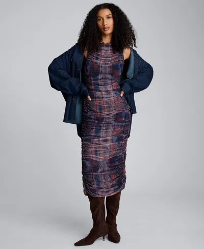 KENNETH COLE WOMEN'S PRINTED RUCHED MIDI DRESS