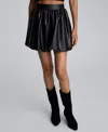 Kenneth Cole Faux Leather Pull On Bubble Mini Skirt In Black
