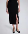 Kenneth Cole Compression Pull-on Column Slit Skirt In Black