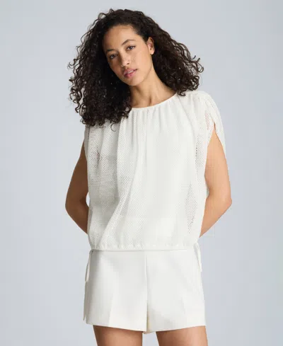 Kenneth Cole Bubble Top With Ties In White