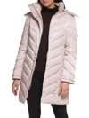 Kenneth Cole Women's Quilted Faux Fur Hood Heavyweight Puffer Coat In Rose Dust