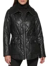 Kenneth Cole Women's Quilted Faux Fur Trim Anorak Jacket In Black