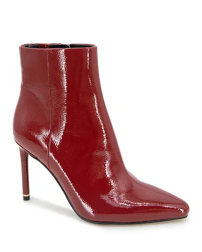 Kenneth Cole Quincy Patent Heel Ankle Bootie In Rio Red Patent