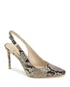 Kenneth Cole Women's Quinnly Pointed Toe Embossed High Heel Pumps In Taupe Snake