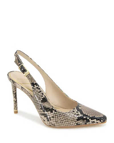 Kenneth Cole Women's Quinnly Pointed Toe Embossed High Heel Pumps In Taupe Snake