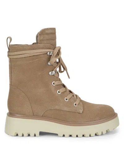 Kenneth Cole Women's Radell Suede Lug-sole Combat Boots In Brown