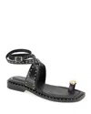 Kenneth Cole Ravenn Studded Wraparound Ankle Strap Sandal In Black