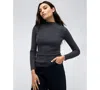 Kenneth Cole Mock Neck Chevron Rib Sweater In Medium Heather Grey