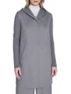 Kenneth Cole Women's Ribbed Sleeve Hooded Coat In Gray