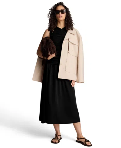 Kenneth Cole Women's Ruched A-line Midi Dress In Black