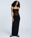 Kenneth Cole Rouched Mesh Maxi Dress In Black