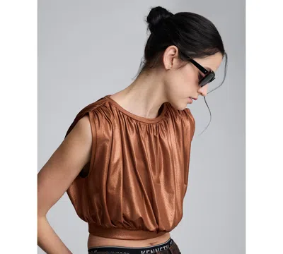 Kenneth Cole Women's Ruched Crop Tank Top In Brown