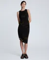 Kenneth Cole Sandra Side Ruched Asymmetrical Mesh Tank Dress