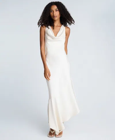 Kenneth Cole Women's Satin Cowl Neck Bias Dress In White