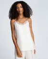 Kenneth Cole Lace Trim Satin Cami In White