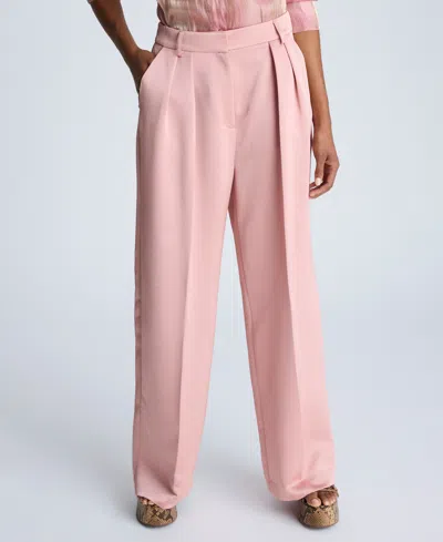 Kenneth Cole Pleated High Waist Wide Leg Pants In Rosã©