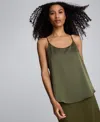 Kenneth Cole Scoop Neck Satin Cami In Green