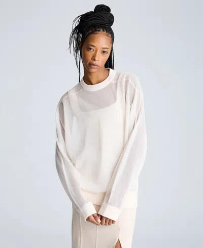 KENNETH COLE WOMEN'S SHEER OVERSIZED CREWNECK PULLOVER