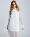 Kenneth Cole Oversized Button Front Long Sleeve Tunic In Pure White