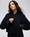 Kenneth Cole Pinstripe Crop Bomber Jacket In Dark Navy,grey
